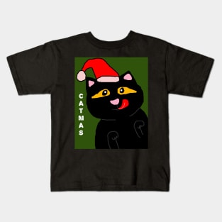 Christmas catma black cat funny Kids T-Shirt